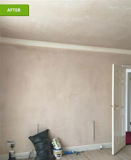 Living room re-plaster - Finished plastering, dried out, ready to paint