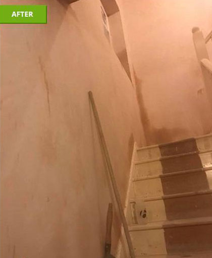 Staircase and passage re board and plaster - Finished plastering
